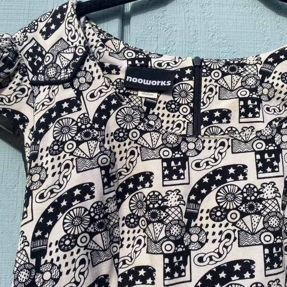 Black and white graphic Nooworks dress; local San Francisco designer; size M - Picture 2 of 5